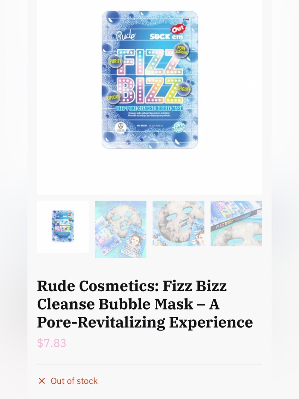 Giveaway Rude Cosmetics Fizz Bizz Deep Pore Cleanse Bubble Mask - Blue 2pc set